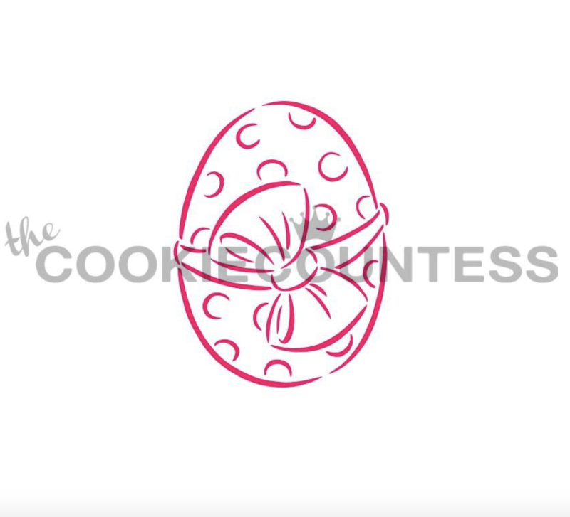 Cookie Countess 148 - Drawn with Character Easter Egg with Bow PYO Stencil
