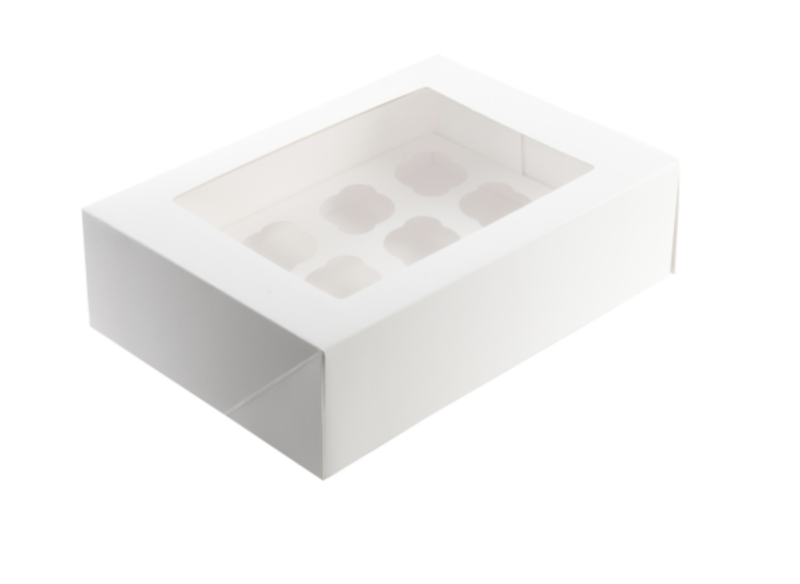 12 hole standard cupcake box with window lid.