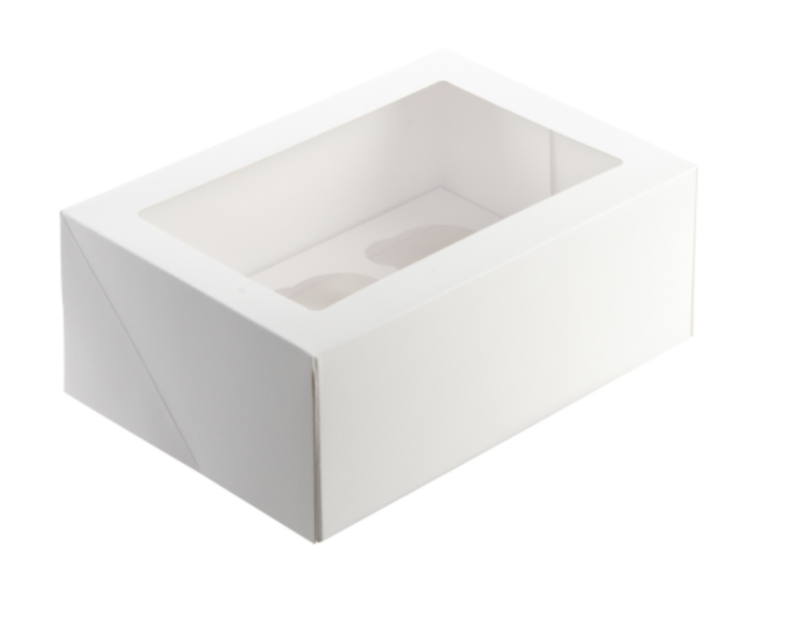 Mondo 6 hole cupcake box. 6 standard cupcake delivery box.