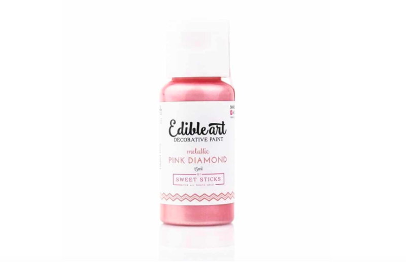 Pink Diamond Metallic Edible Art Decorative Paint 15ml - Image 2