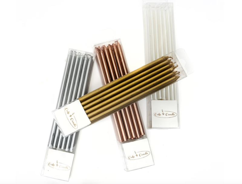 Tall Cake Candles Gold 12 pack - Image 3