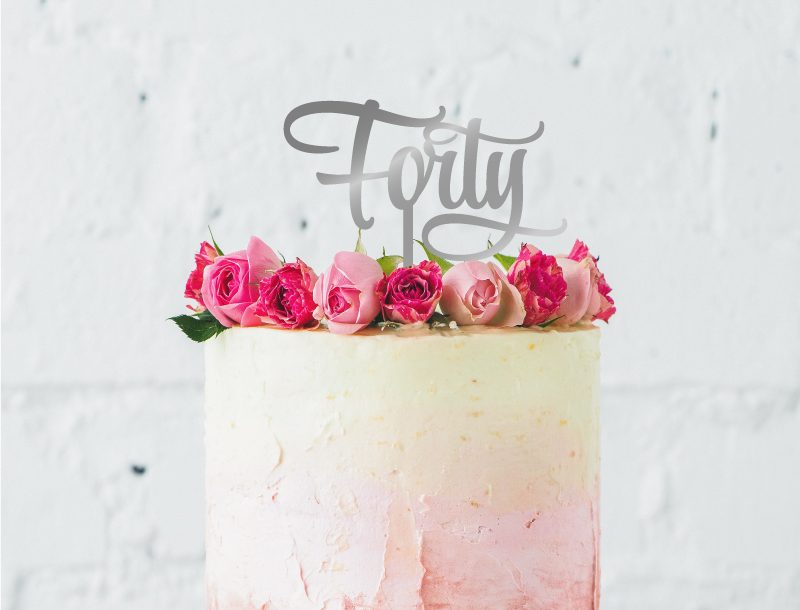 Silver Mirror Topper - Forty