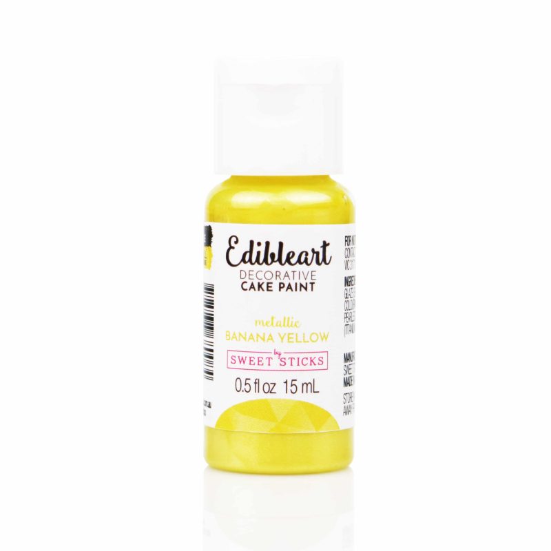 Banana Yellow Metallic Edible Art Decorative Paint 15ml - Image 2