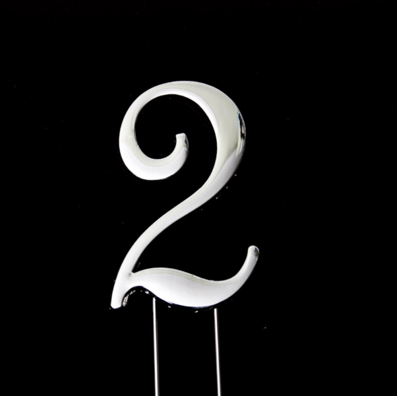 Silver Cake Topper - Number 2