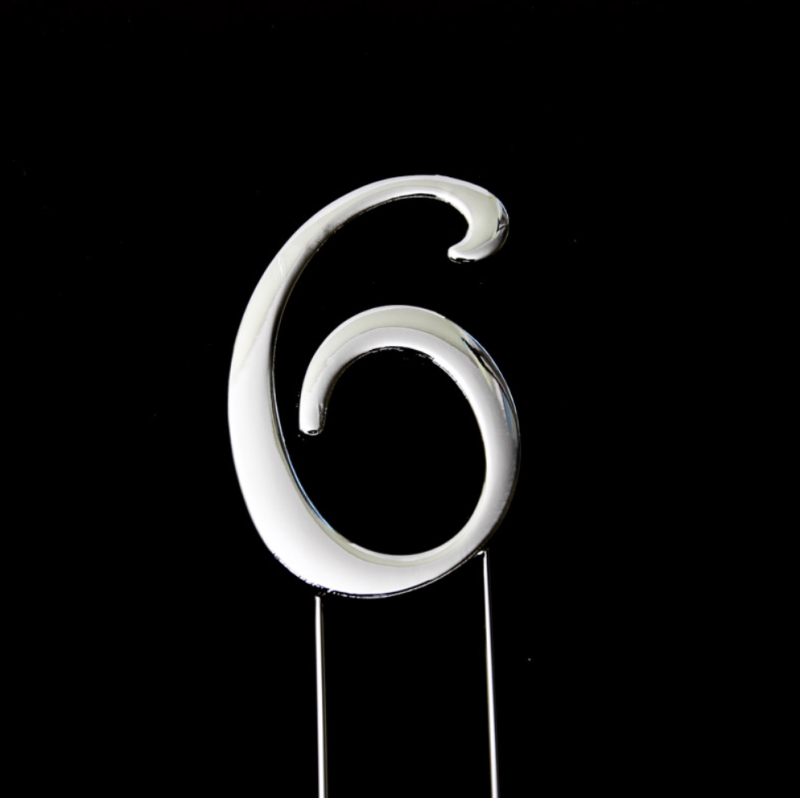 Silver Cake Topper - Number 6