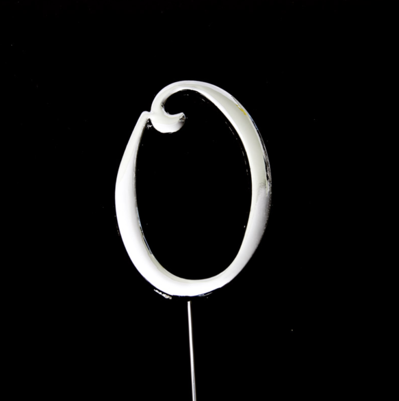 Silver Cake Topper - Number 0