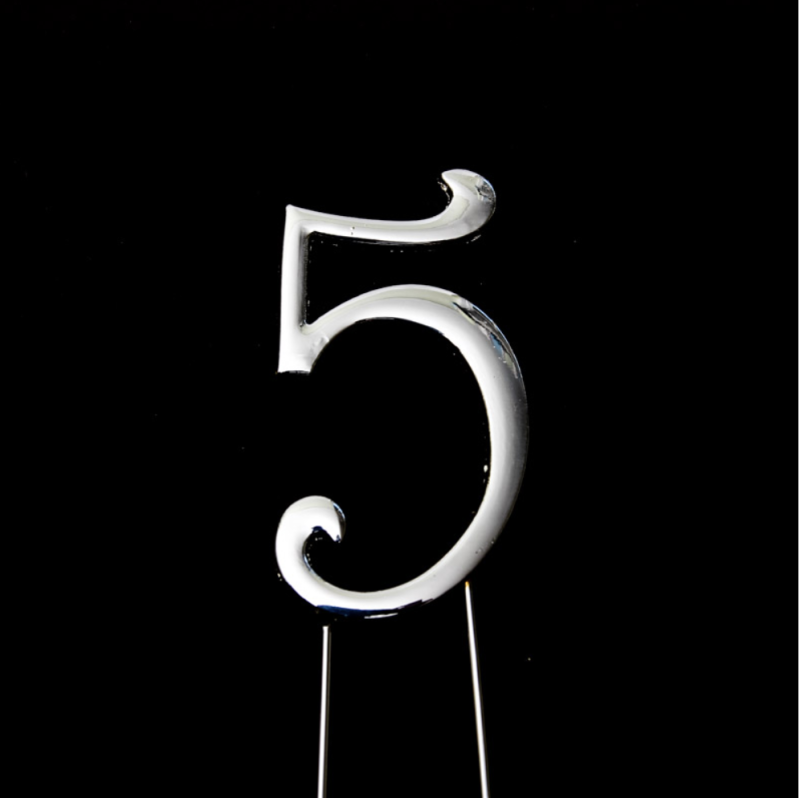 Silver Cake Topper - Number 5