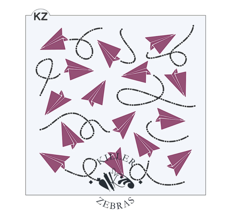 Killer Zebras Paper Airplanes / Aeroplanes 2 Part Stencil