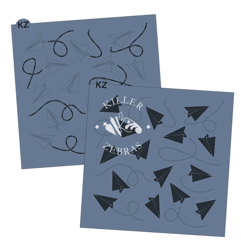 Killer Zebras Paper Airplanes / Aeroplanes 2 Part Stencil - Image 2