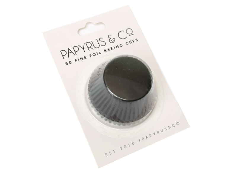 Black Foil Baking Cups / Cupcake Cases Pk 50 - 50mm Base