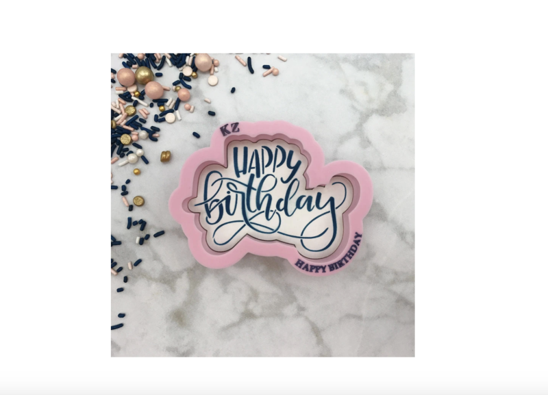 Happy Birthday Hand Lettered (1) - Cutter and Stencil Set by Killer Zebras