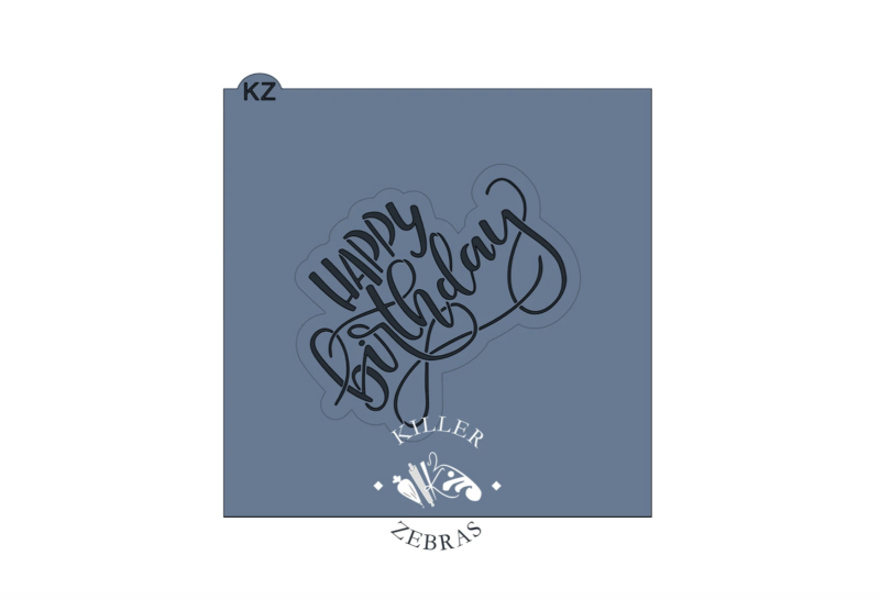 Happy Birthday Hand Lettered (1) - Cutter and Stencil Set by Killer Zebras - Image 2