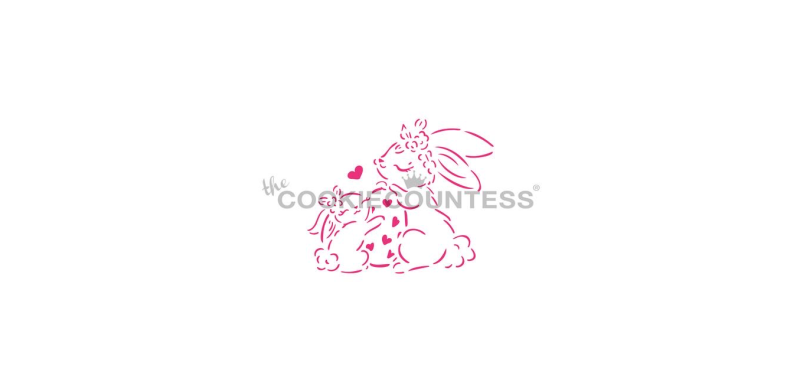 Cookie Countess 345 - Mama and Baby Bunnies Stencil