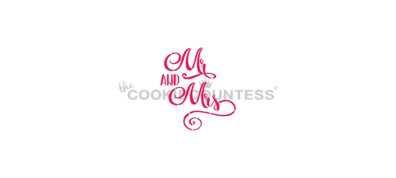 Cookie Countess 354 - Mr and Mrs Handwritten Stencil