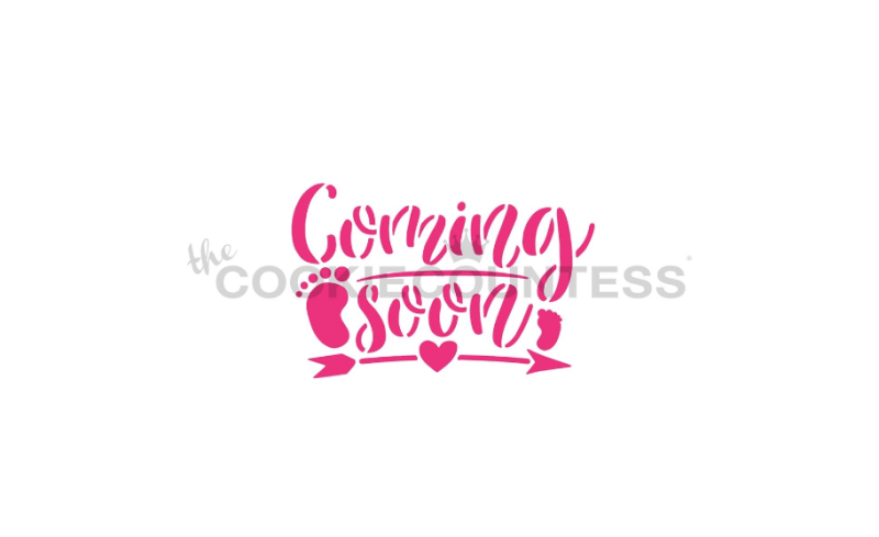 Cookie Countess 356 - Baby Coming Soon Stencil