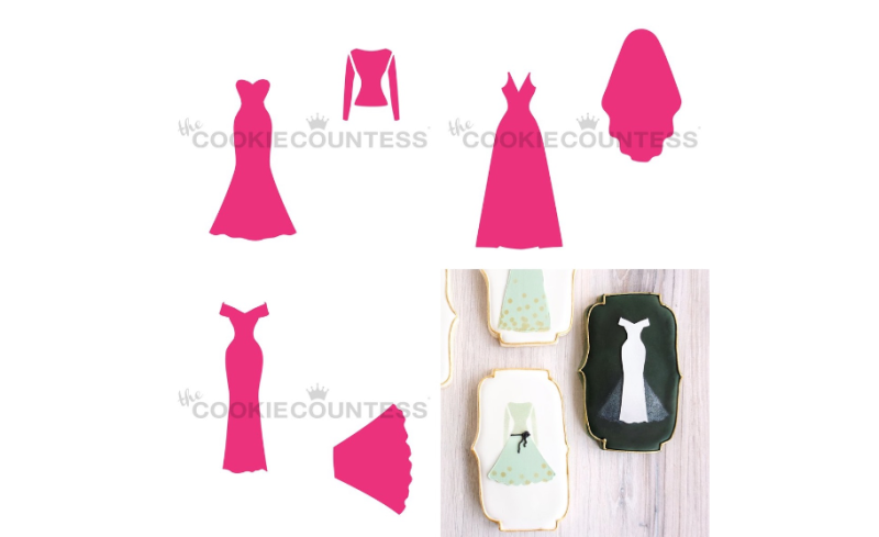 Cookie Countess 360 - 3 Piece Wedding Dress Maker Stencil