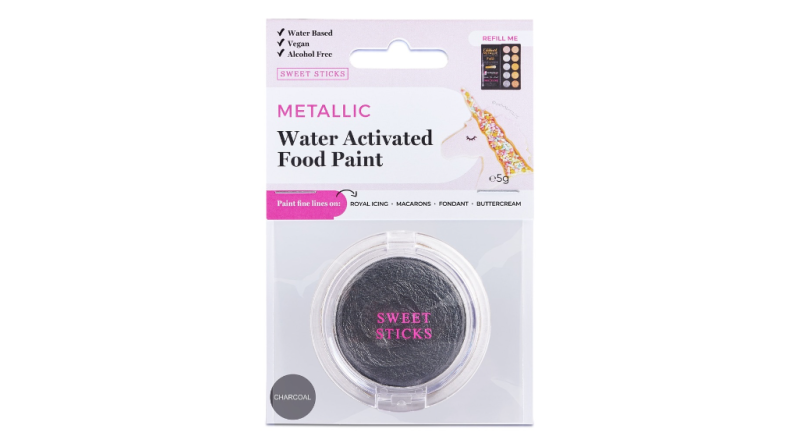 Metallic Gun Metal Grey Water Activated Food Paint by Sweet Sticks