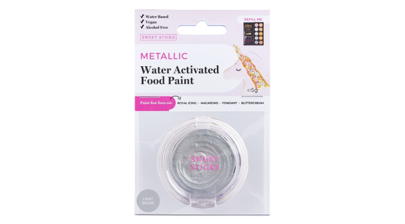 Metallic Light Silver Water Activated Food Paint by Sweet Sticks