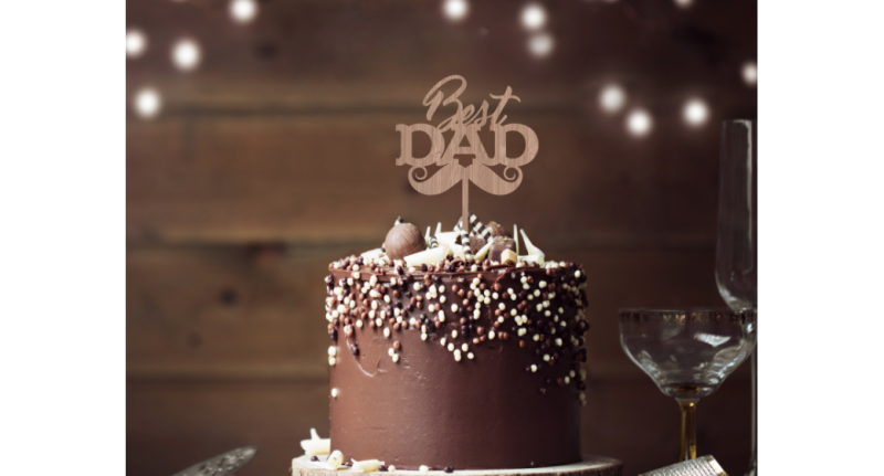 Bamboo Cake Topper - Best Dad Moustache