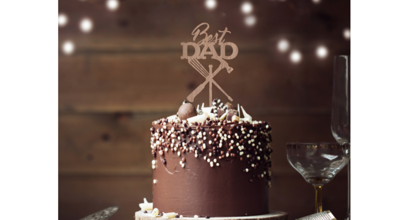 Bamboo Cake Topper - Best Dad Tools