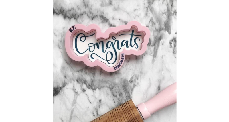 Congrats Hand Lettered Cutter with Stencil Set