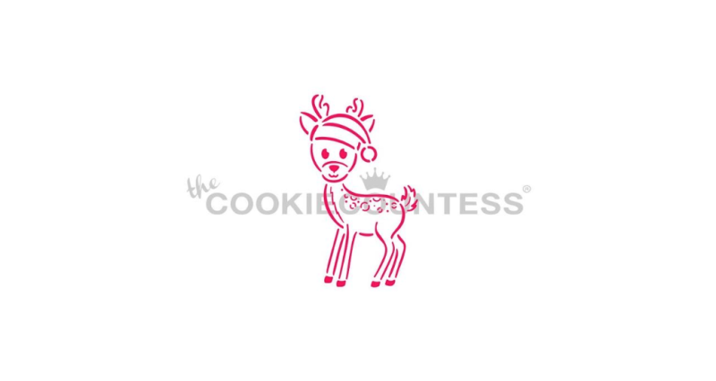Cookie Countess 403 - Little Deer in a Santa Hat PYO Stencil