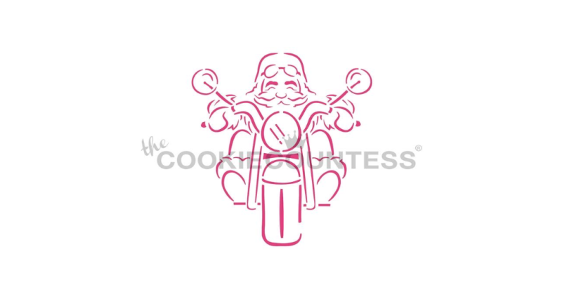 Cookie Countess 404 - Santa Motorcycle PYO Stencil