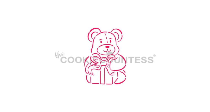 Cookie Countess 406 - Teddy Bear With Gift PYO Stencil