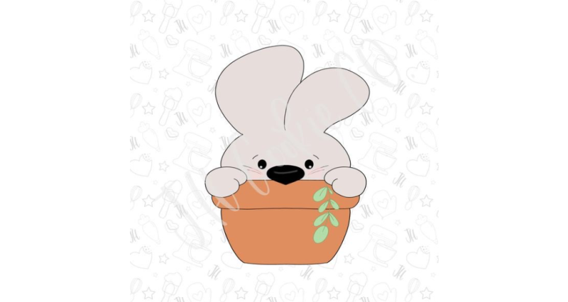 Bunny In Flower Pot JH Cookie Co Cutter