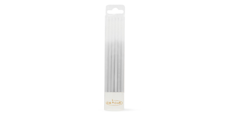 Silver Ombre Cake Candles (12 Pack)