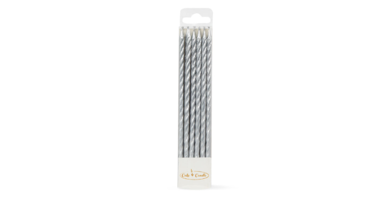 Silver Spiral Cake Candles (12 Pack)