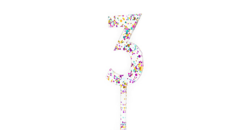 Glitter Number 3 Cake Topper - Image 2