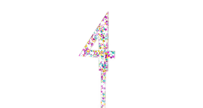 Glitter Number 4 Cake Topper - Image 2