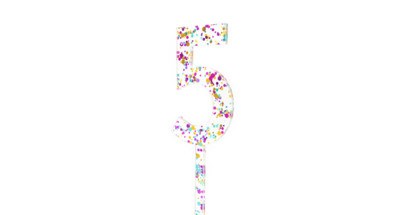Glitter Number 5 Cake Topper - Image 2