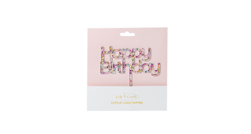 Rainbow Glitter Happy Birthday 2 Cake Topper