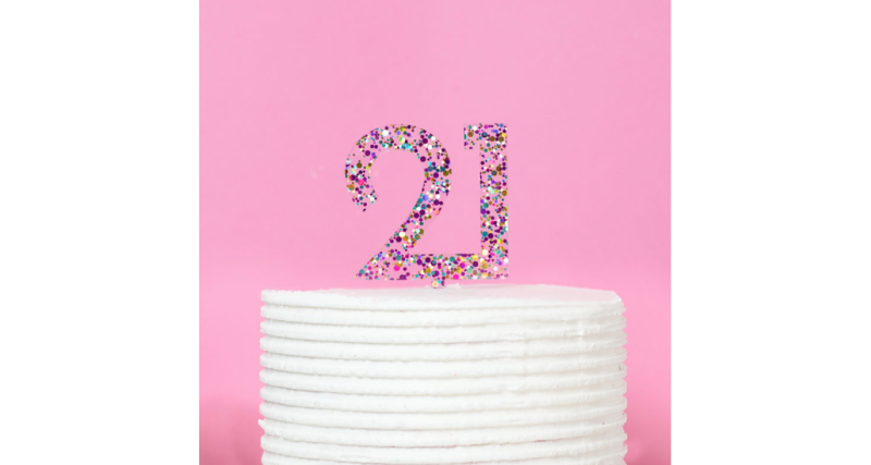 Glitter Number 21 Cake Topper