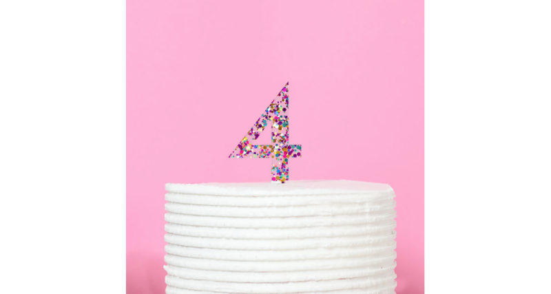 Glitter Number 4 Cake Topper