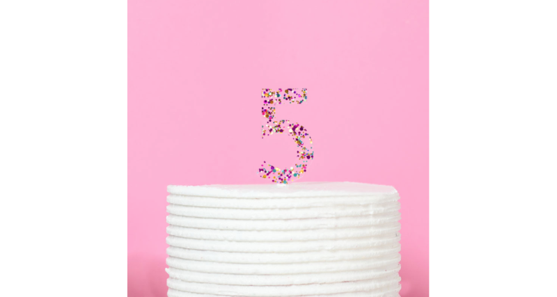 Glitter Number 5 Cake Topper