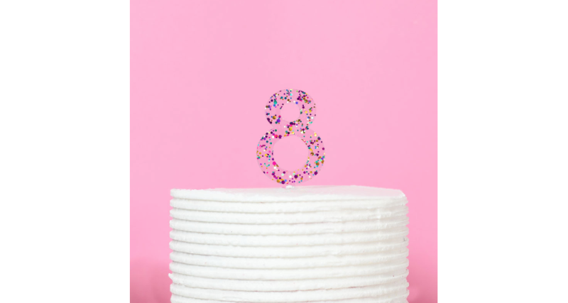 Glitter Number 8 Cake Topper