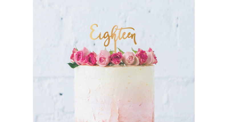 Gold Mirror Cake Topper - Eighteen : 18