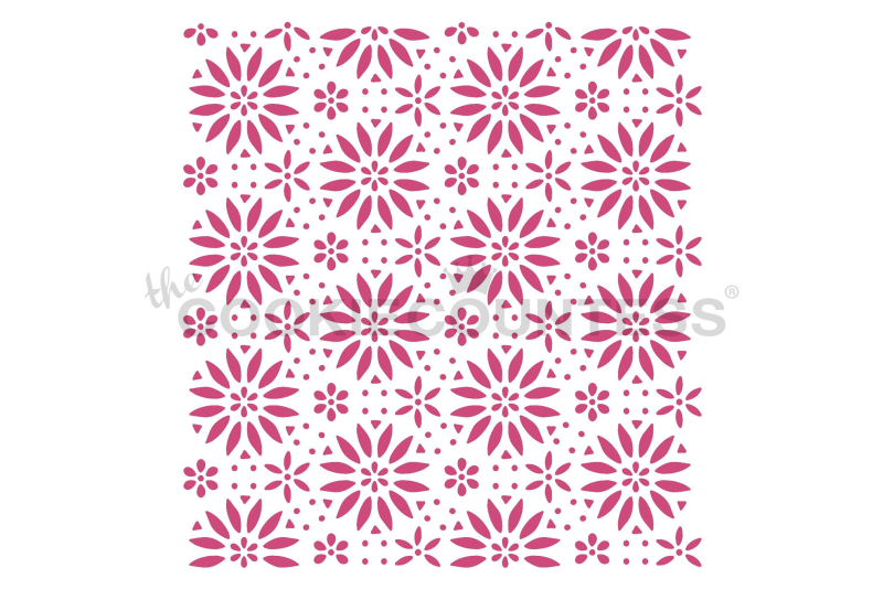 Cookie Countess 454 - Winter Sky : Poinsettia Background Stencil