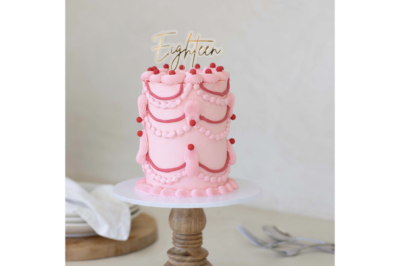 Gold : Clear Layered Cake Topper - Eighteen