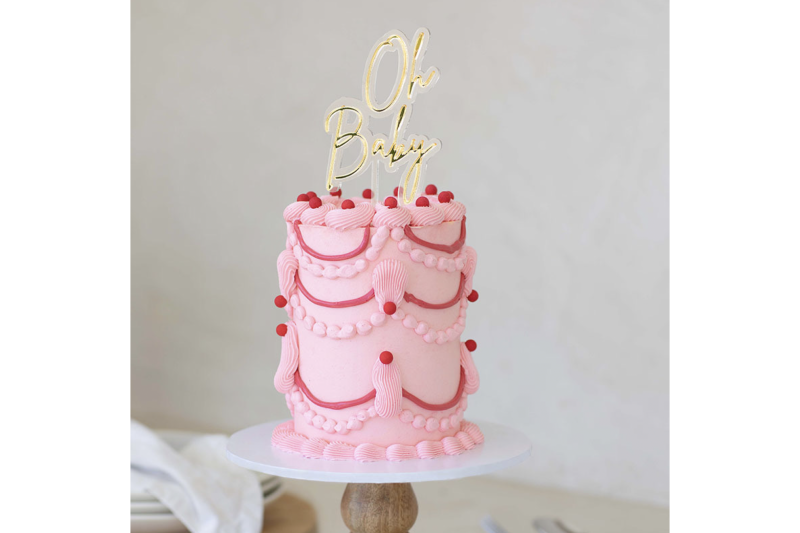 Gold : Clear Layered Cake Topper - Oh Baby