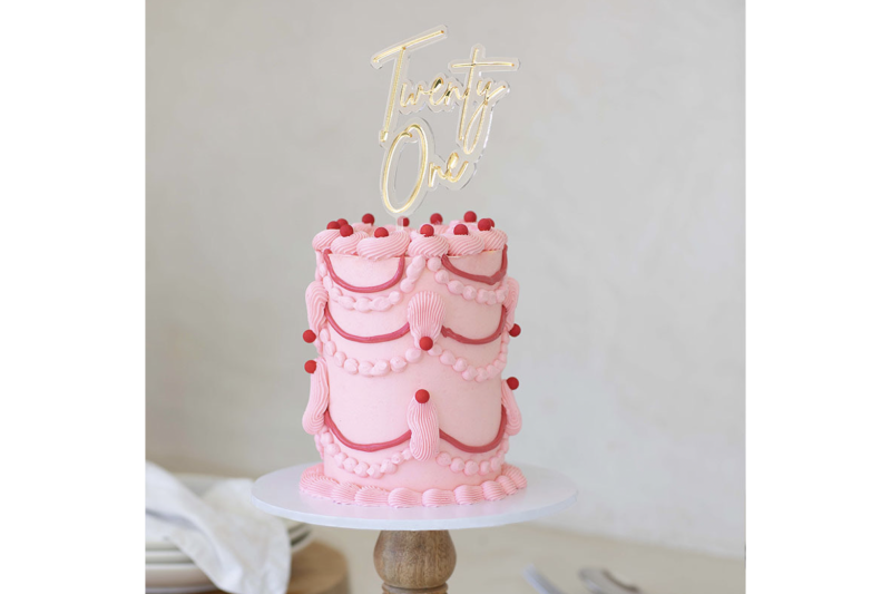 Gold : Clear Layered Cake Topper - Twenty One