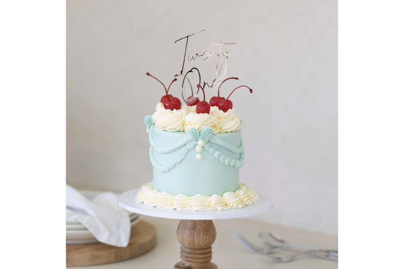 Silver : Clear Layered Cake Topper - Twenty One