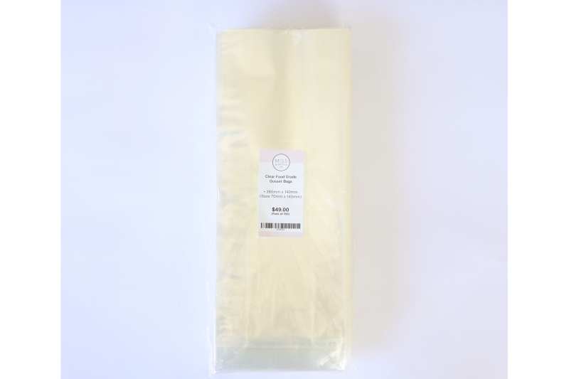 Clear Food Grade Gusset Bags 380mm x 140mm (pack of 100)