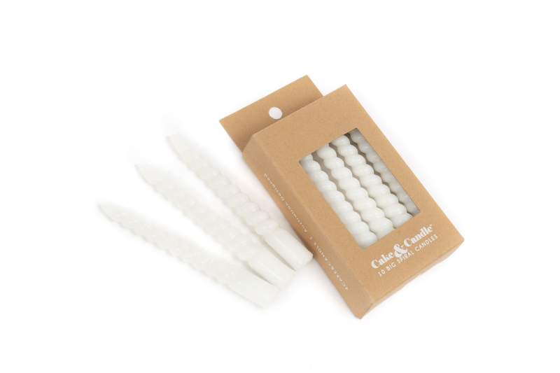Large Spiral Candles 10cm - White