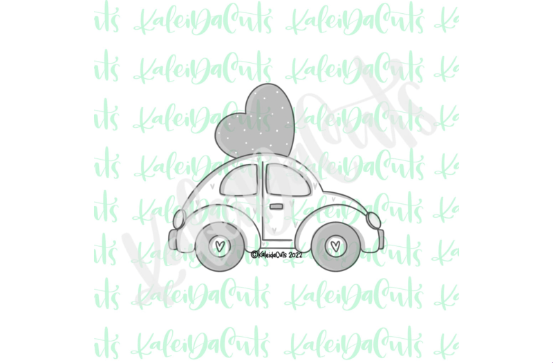 Love Bug Car Heart Standard Cookie Cutter by Kaleidacuts