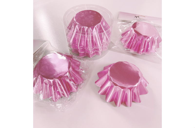 More Cuppies - Fairy Floss Pink Foil Parchment Ripple Cupcake Liners (24 Pack)