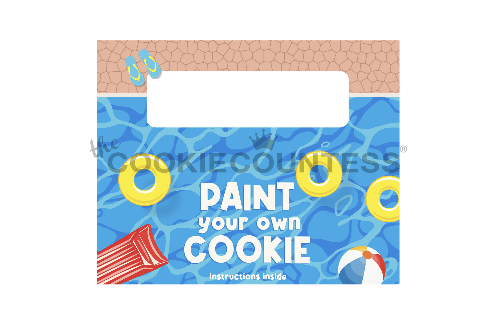 Cookie Countess Bag Topper with PYO Instructions Pool Party (50 Pack